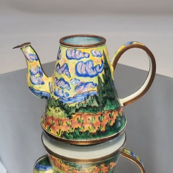 Vintage Kelvin Chen Miniature Teapot Vincent Van Gogh Wheat Field No 608 - Picture 1 of 8